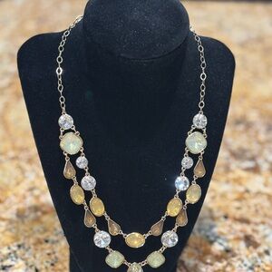 Gold-Tone Yellow & Clear Multi-Stone Necklace